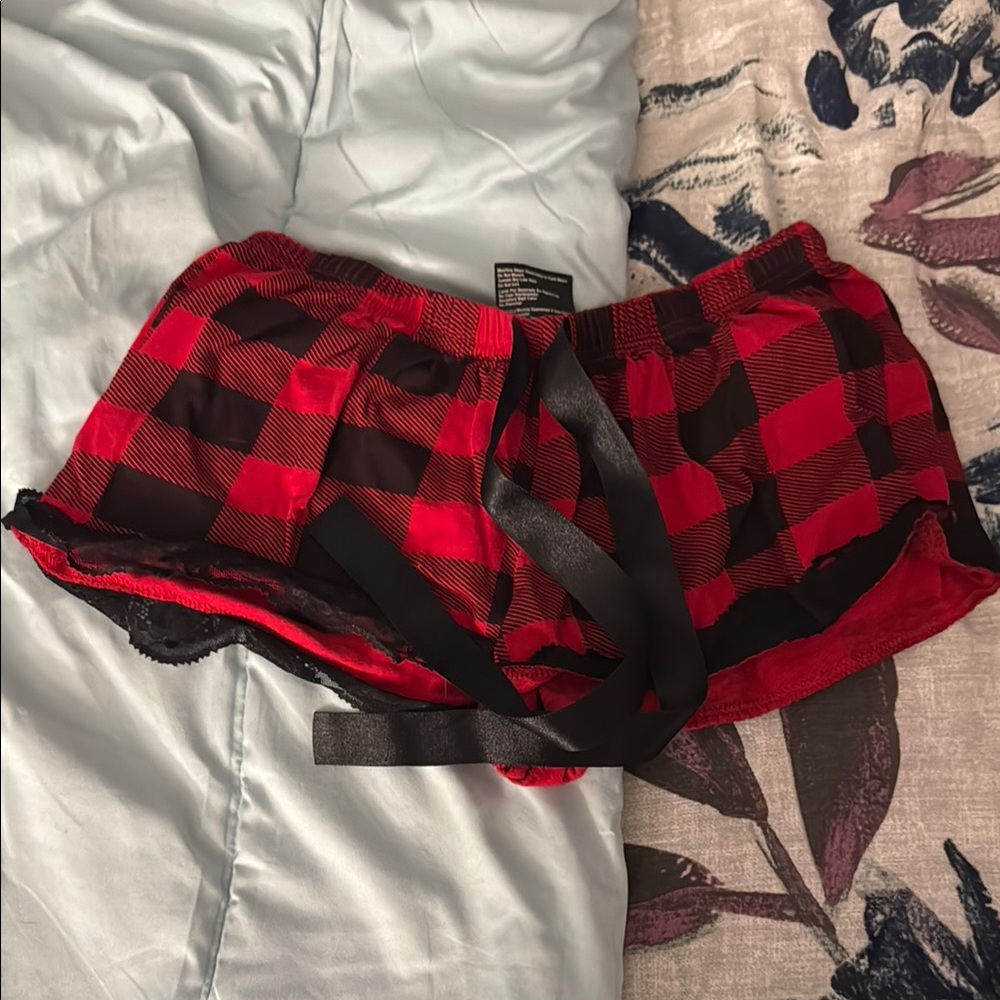 Plaid Red and Black Women's Sleep Shorts